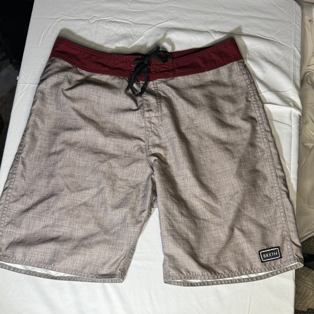 Brixton grey and red board shorts